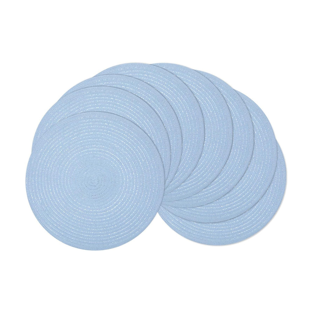 SHACOS Round Braided Placemats Set of 8 Washable 15 inch Round Non Slip Table Place Mats for Dining Tables Wedding Party Decor (Light Blue, 8)