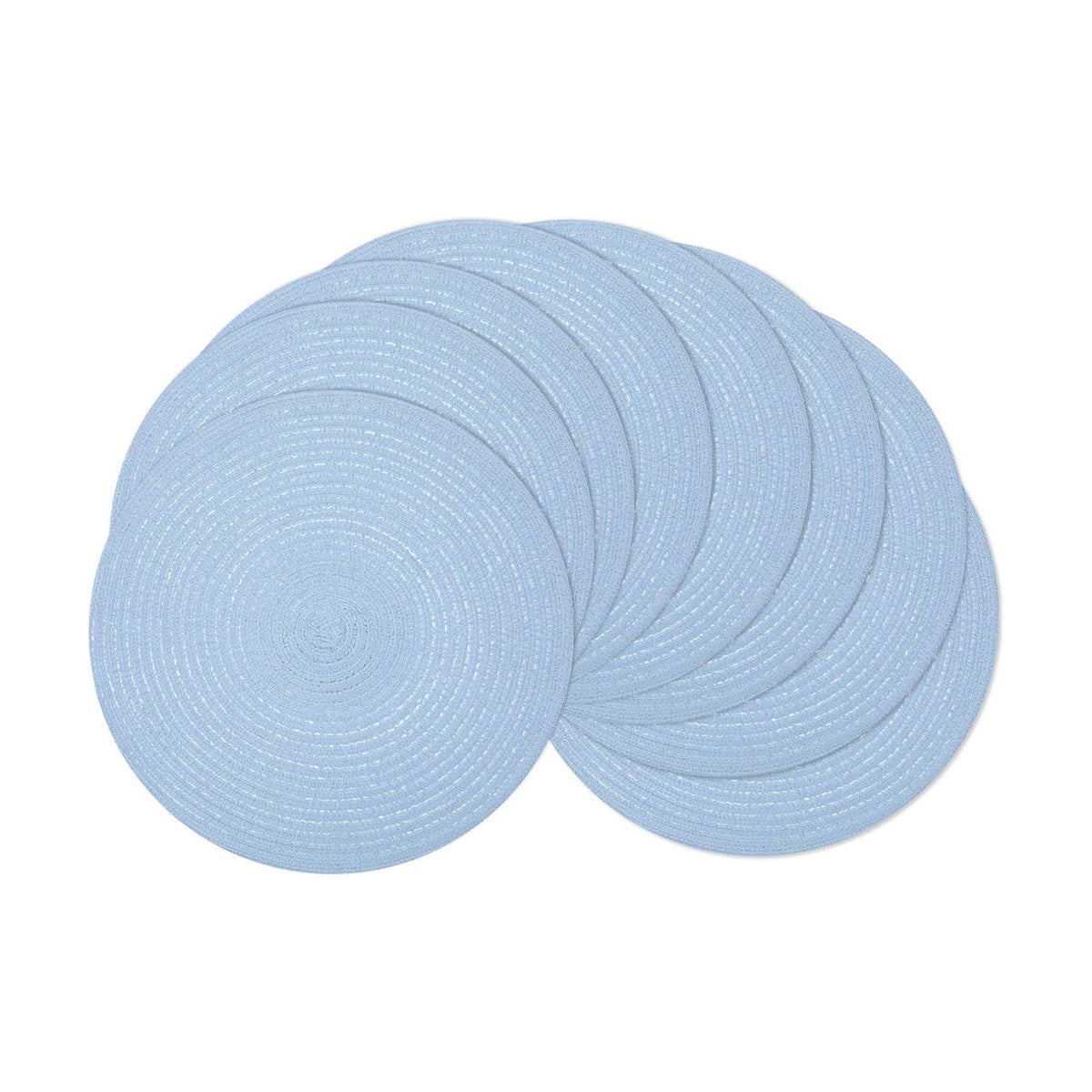 SHACOS Round Braided Placemats Set of 8 Washable 15 inch Round Non Slip Table Place Mats for Dining Tables Wedding Party Decor (Light Blue, 8)