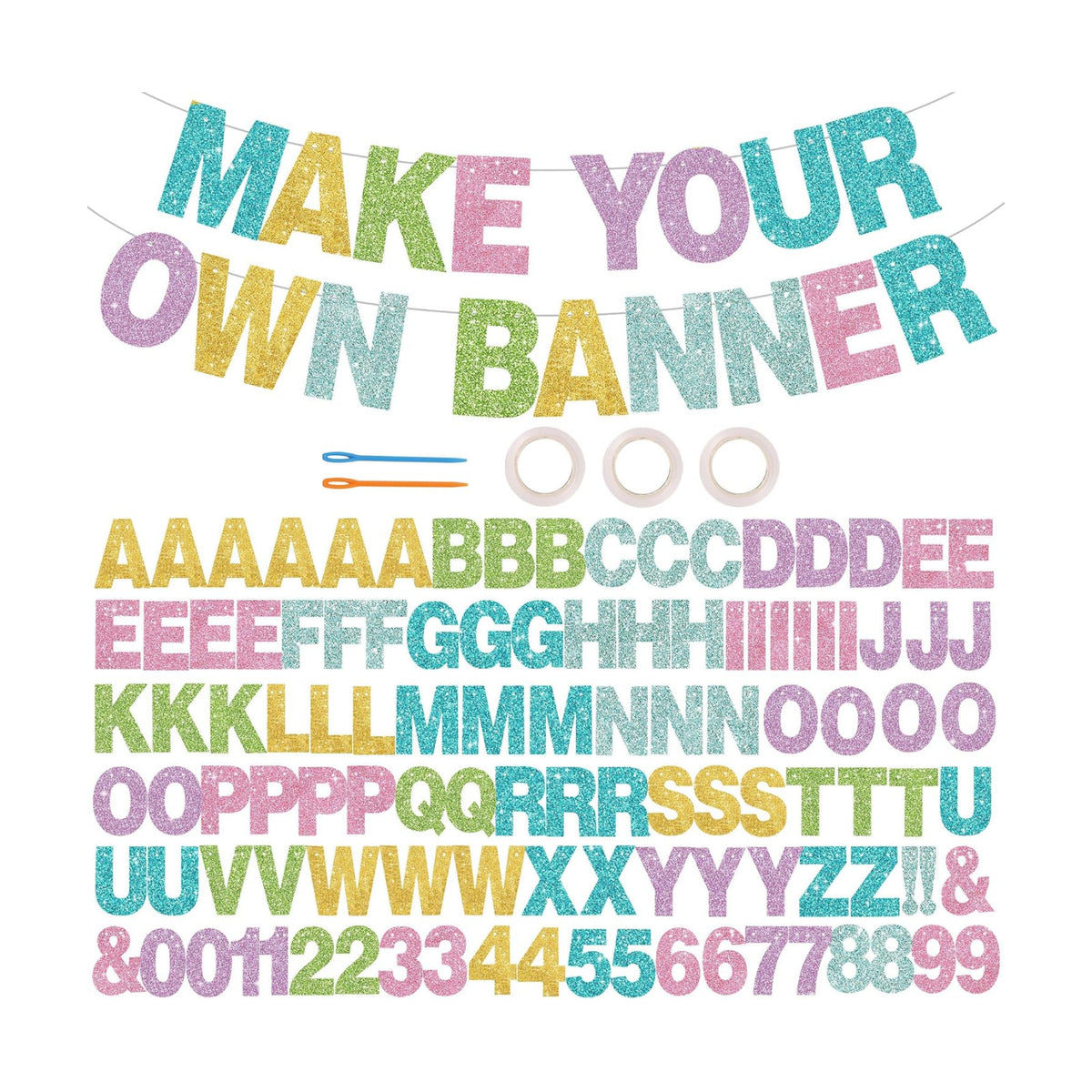 BEISHIDA Glitter Macaron 116 PCS A-Z DIY Letter Custom Banner Party Decor