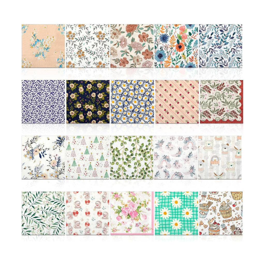 Crtiin 20 Pack Decoupage Napkins Floral Cocktail Decorative Paper Napkins