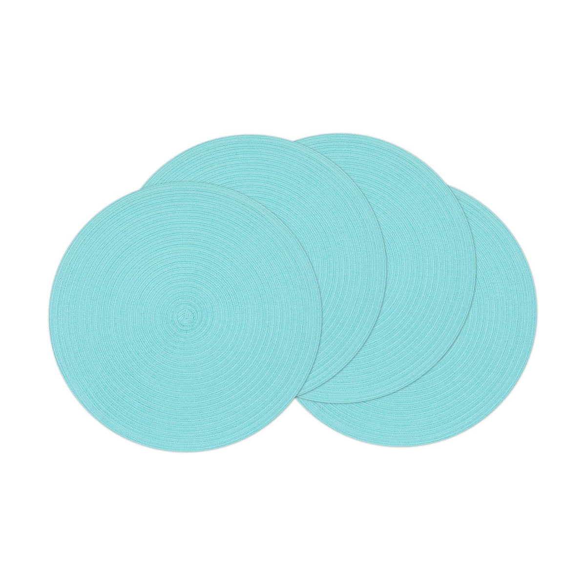 SHACOS Round Placemats Set of 4 Washable 15 inch Round Table Mats Cotton Polyester Woven Braided Place Mats for Dining Table Wedding Party Decor (Aqua, 4)