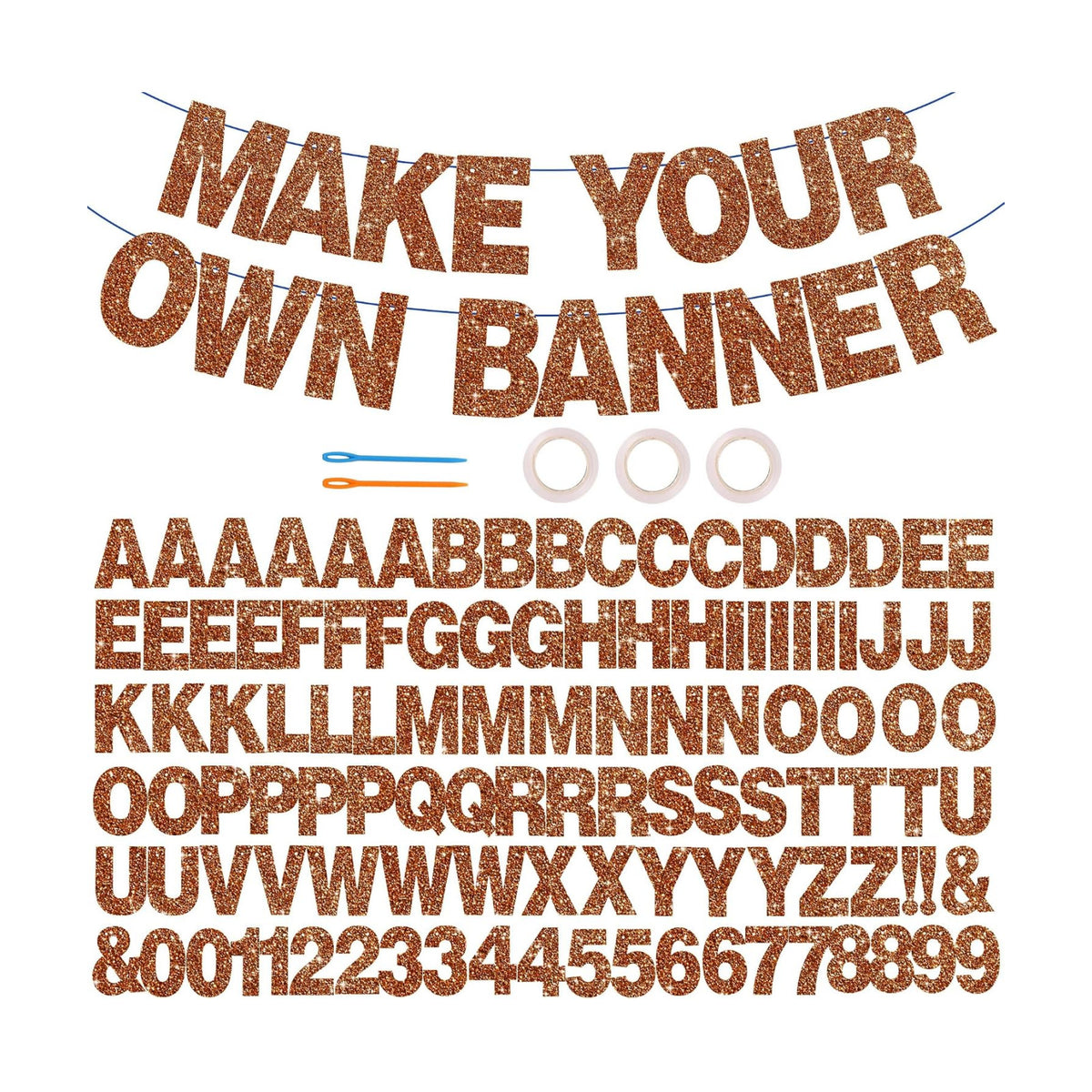 BEISHIDA Glitter Brown 116 PCS A-Z DIY Letter Custom Banner Party Decor