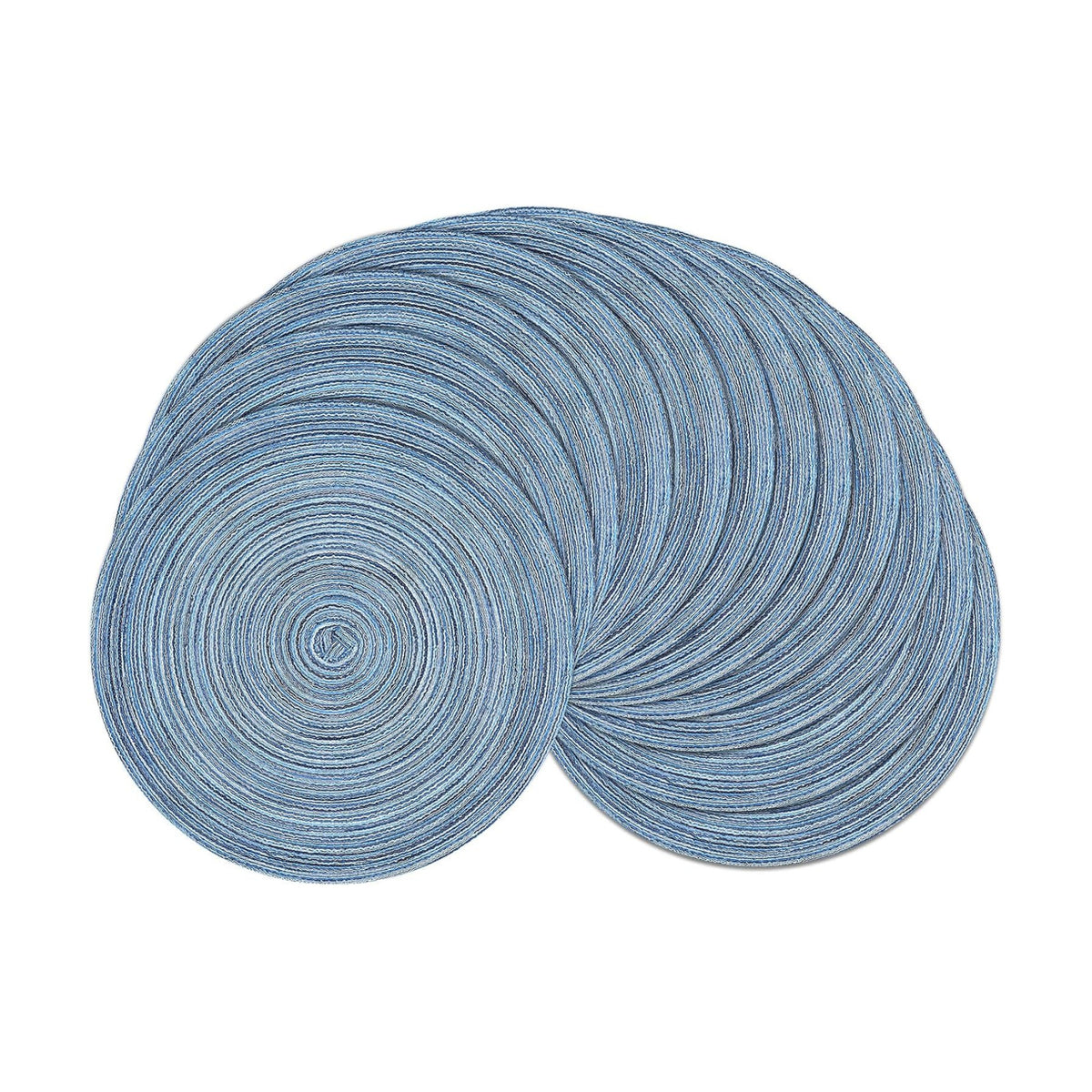 SHACOS Round Braided Placemats Set of 12 Circle Place Mats Cotton Polyester Kitchen Table Mats for Dining Table Wedding Party Decor (Blue Gray, 12)