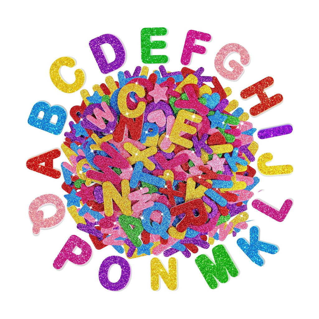Foam Letter Stickers, 448 PCS 3D Glitter Foam Alphabet Stickers, 7 Colors