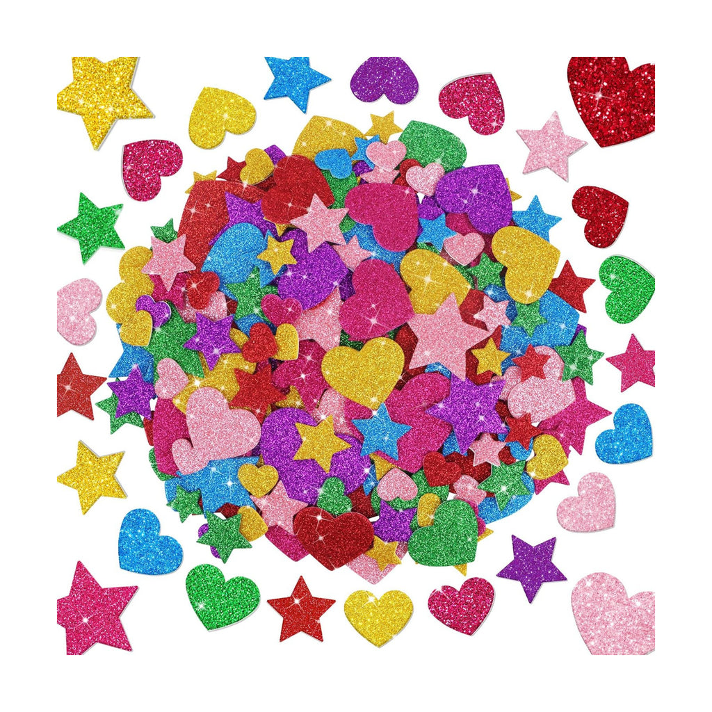 Foam Stickers, 870 PCS 3D Glitter Foam Hearts and Stars Stickers, 7 Colors