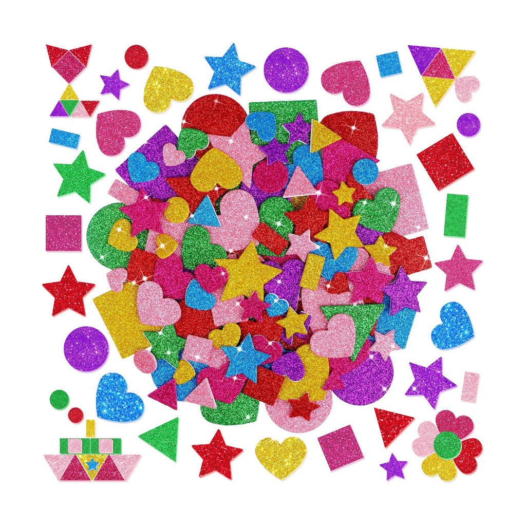 Foam Stickers, 870 PCS 3D Glitter Foam Geometric Shape Stickers, 7 Colors