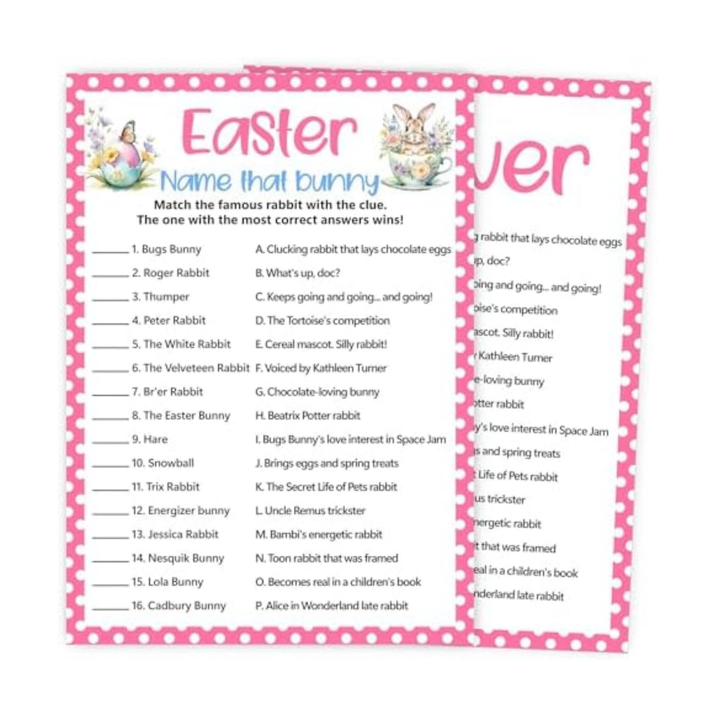 Easter Games for Adults and Kids, Easter Bunny Clues Game Cards, Cute Family Feud Trivia Game for Family Friends, Holiday Party Games for Activities Party Decorations Supplies, 5x7 Inch-A04