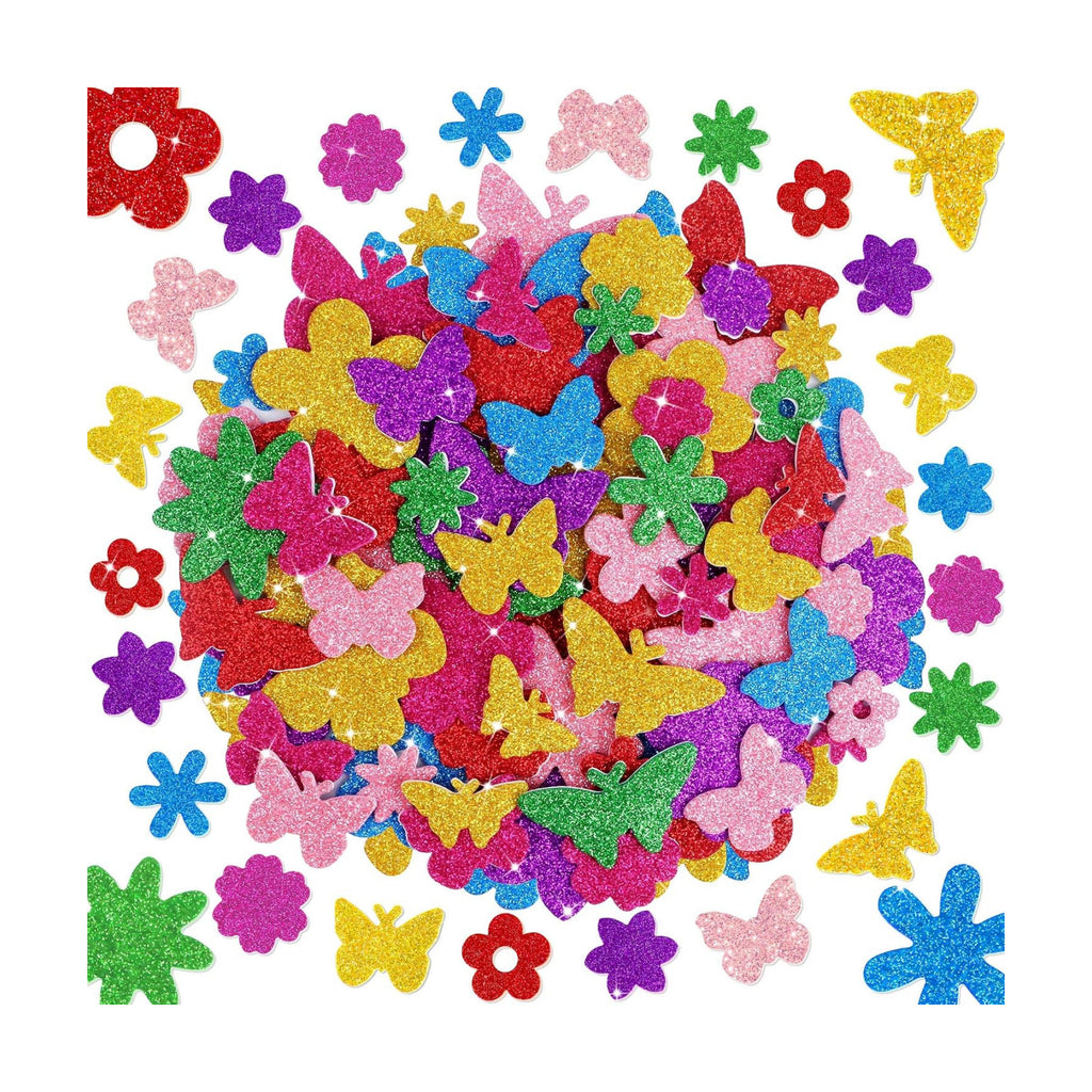 Foam Stickers,448 PCS 3D Glitter Foam Flower and Butterfly Stickers,7Colors