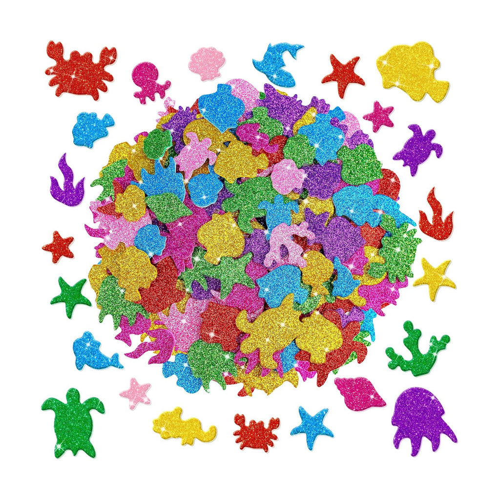 Foam Stickers, 651 PCS 3D Glitter Foam Ocean Sea Animal Stickers, 7 Colors