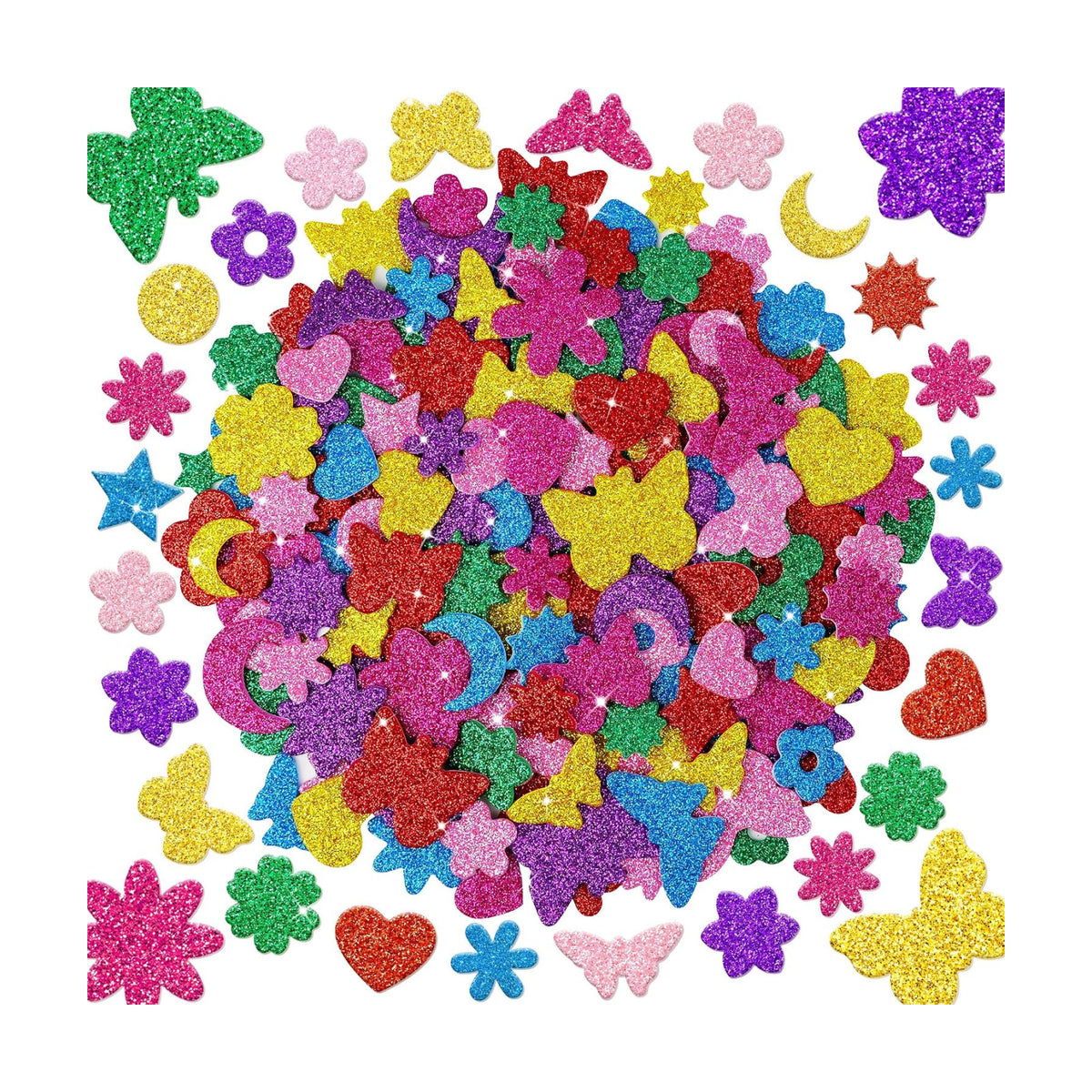 Foam Stickers, 700 PCS Glitter Foam Butterfly Flower Moon Stickers,7 Colors