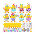 Funrous 48 Sets Crafts Kit Paper Crafts DIY Make Your Own Hanging Ornaments with Pompoms Diamond Stickers for Holiday Classroom Activities Party Favors, Easter Chick