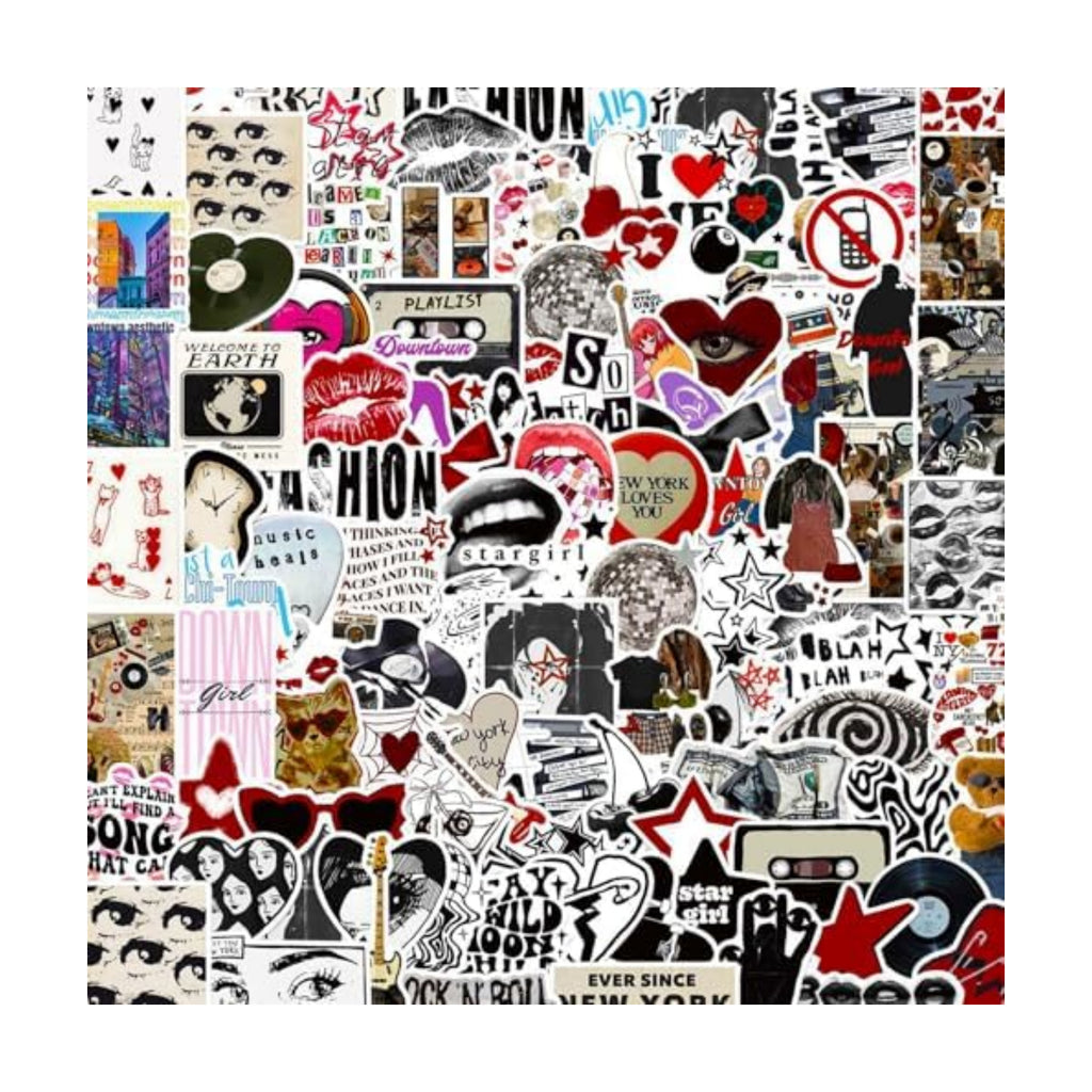 DothRayan Aesthetic Downtown Girls Stickers Pack, 100Pcs Cool Trendy Y2K Stickers for Water Bottle Funny Waterproof Sticker for Teens Adults Vinyl Decals for Laptop Skateboard Party Supplies