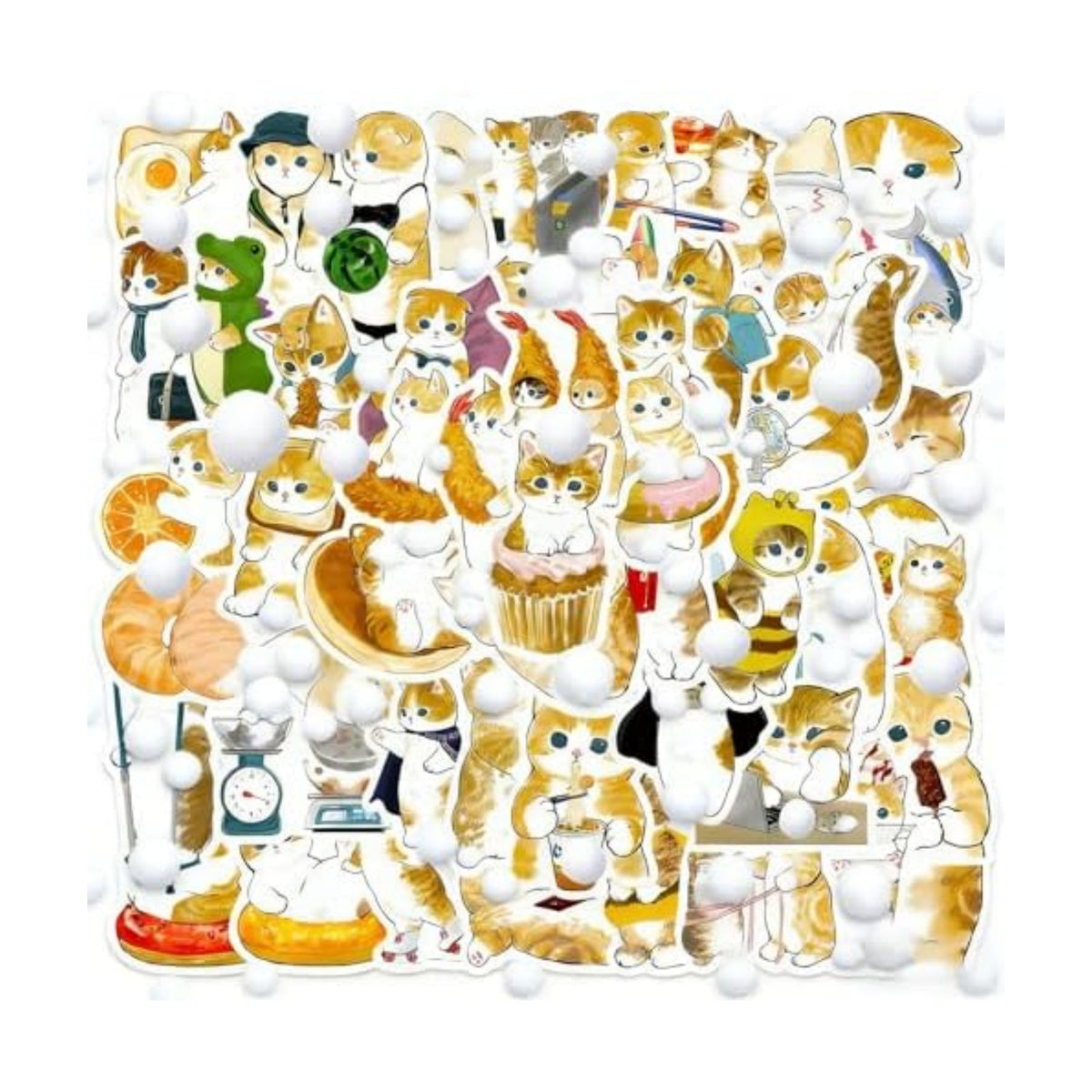 DothRayan Cat Stickers, 100 Pcs Cute Cat Waterproof Vinyl Stickers for Water Bottle, Laptop, Phone Stickers for Kids Teens Girls Adults