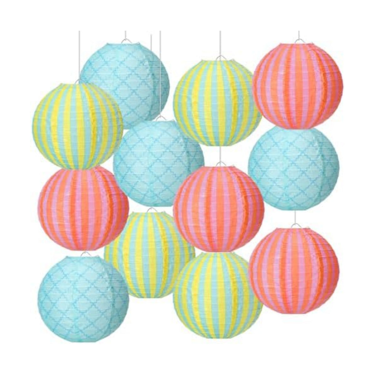 Baquler 12 Pcs Summer Pool Hanging Lanterns Decorations, Funny Colors