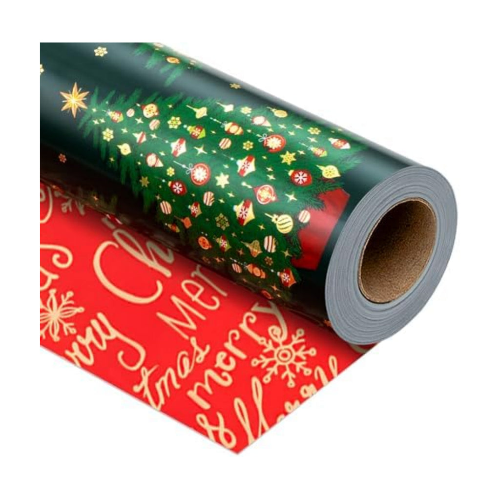 Yarcony Reversible Christmas Wrapping Paper Jumbo Roll,Green Wrapping Paper