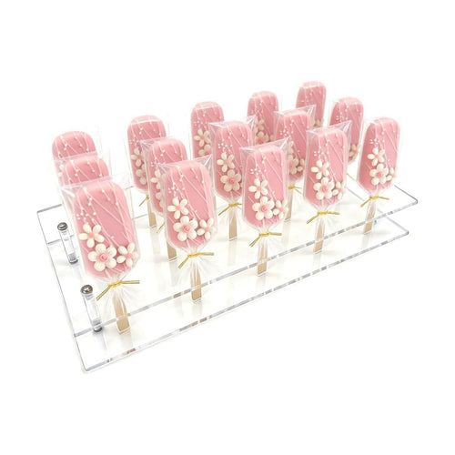 1 Pcs Acrylic Cakesicle Display Stand, 15 Holes Cakesicle Stand Display, Reusable Clear Cake Pops Sticks Kit for Wedding Shower Birthday Dessert Table Display