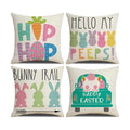 Hongsome Easter Decor-Throw Pillow Covers 20x20in Set of 4,Spring Linen Pillow Case with Bunny and Egg for Large Couch Sofa Home Indoor Outdoor Holiday Home Decorations