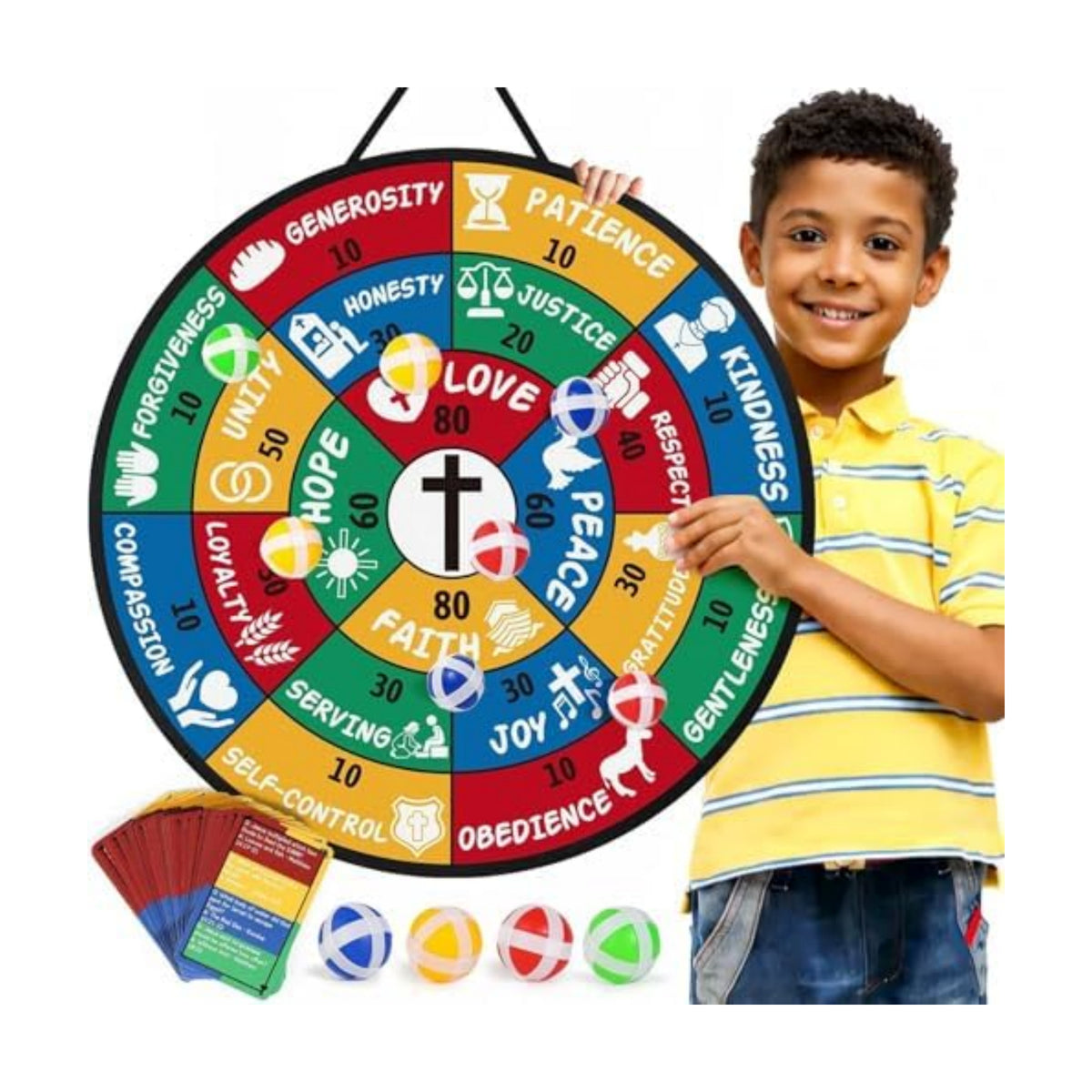 Garybank Bible Trivia Dartboard Game for Kids to Develop Biblical Virtue