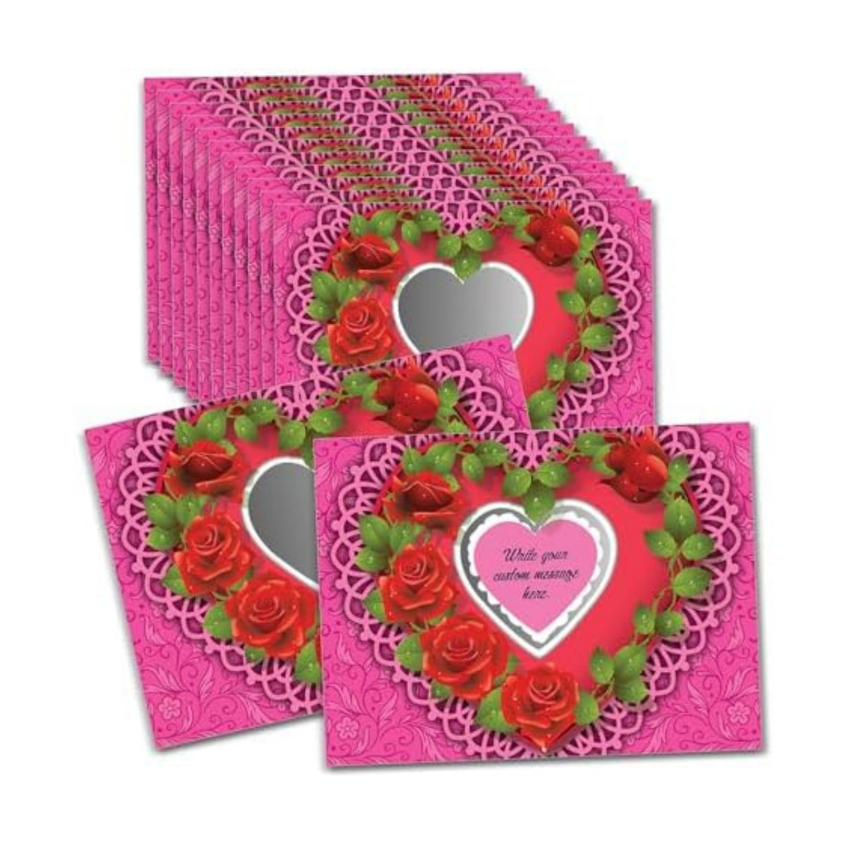 My Scratch Offs - 20 Pack Heart Love Wreath DIY Valentine Scratch Off Cards with Stickers, 3x4 Inch Customizable Love Notes for Gifts, Party Favors & Adults for Valentine's Day