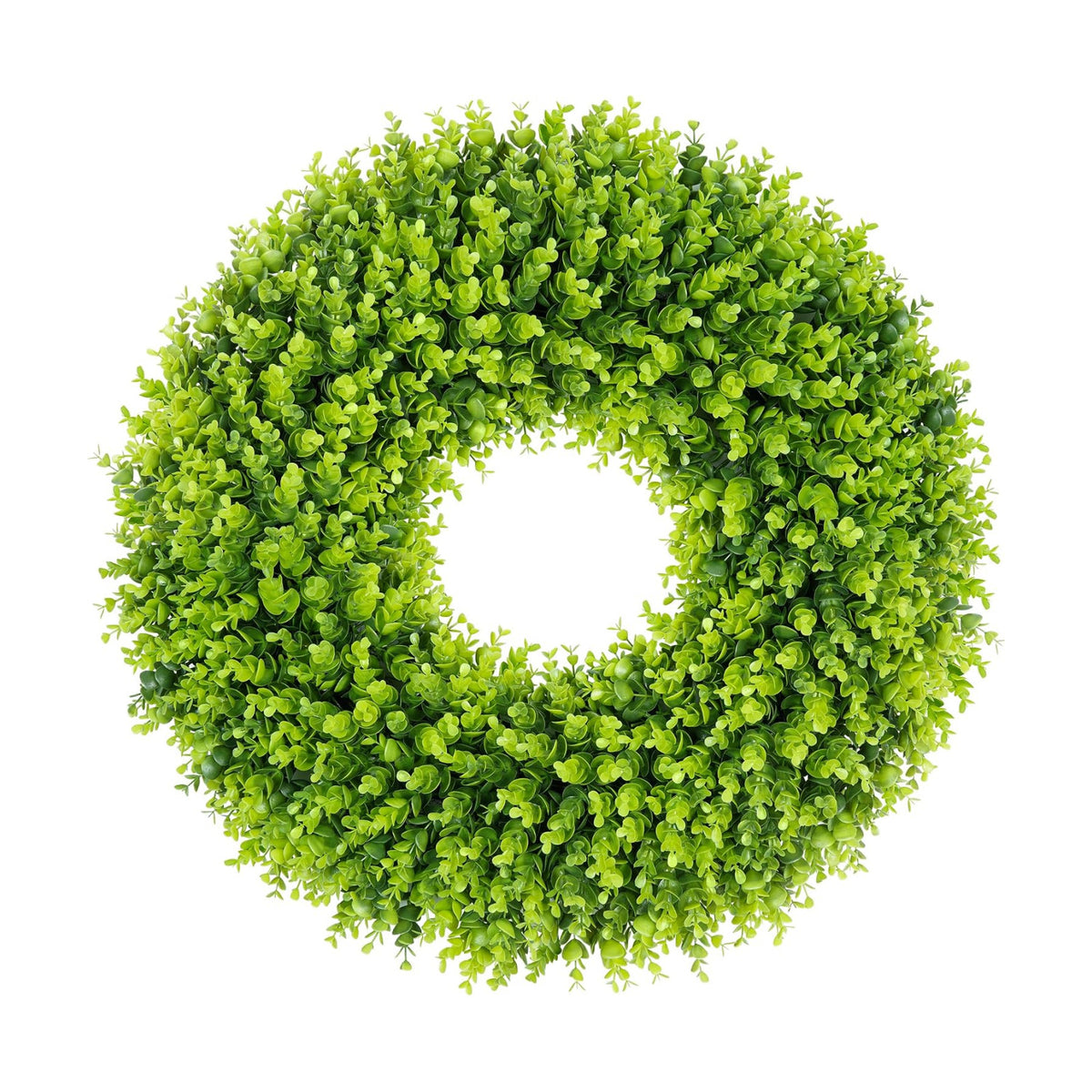 DDHS 28 inch Boxwood Wreath, Artificial Large Spring Wreaths for Front Door with Yellow Sash can DIY Shaped, Summer Wreaths for Hanging in the Shop, Farmhouse, Roof Green Everyday Wreath Home Decor