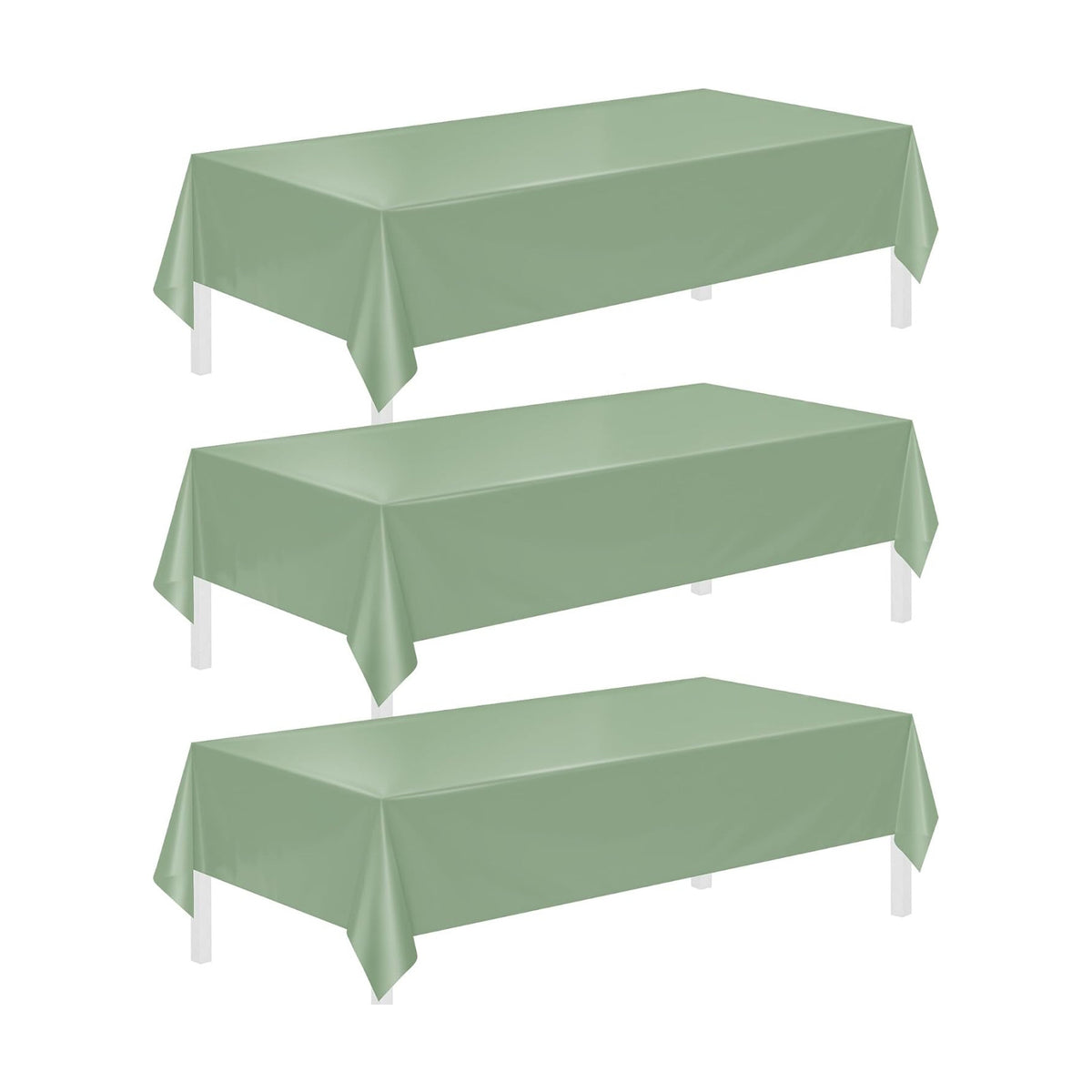 Childom 3 Pack Sage Green Tablecloths,54"x108" Plastic Table Cloth Disposable for Rectangle Tables,Sage Green Table Cover for Dinner Outdoor Picnic Birthday Bridal Wedding Baby Shower Party Decoration