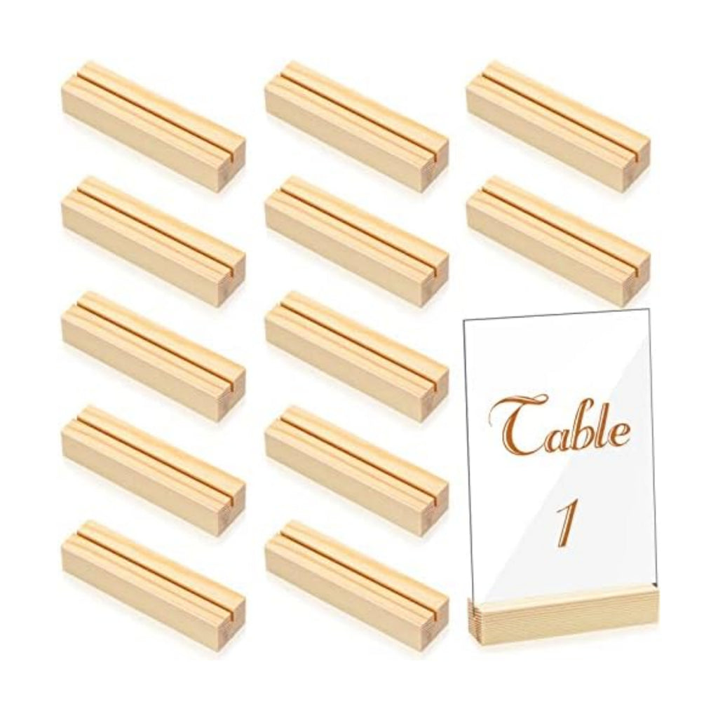 Blosssound 12 Pcs Wood Place Card Holder, Wood Color, 4.61 x 1.1 x 1 Inches
