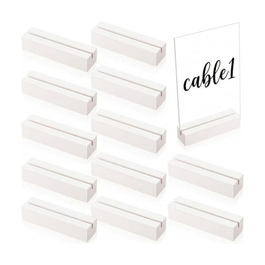 Blosssound 12 Pcs Wood Place Card Holder, White, 4.61 x 1.1 x 1 Inches