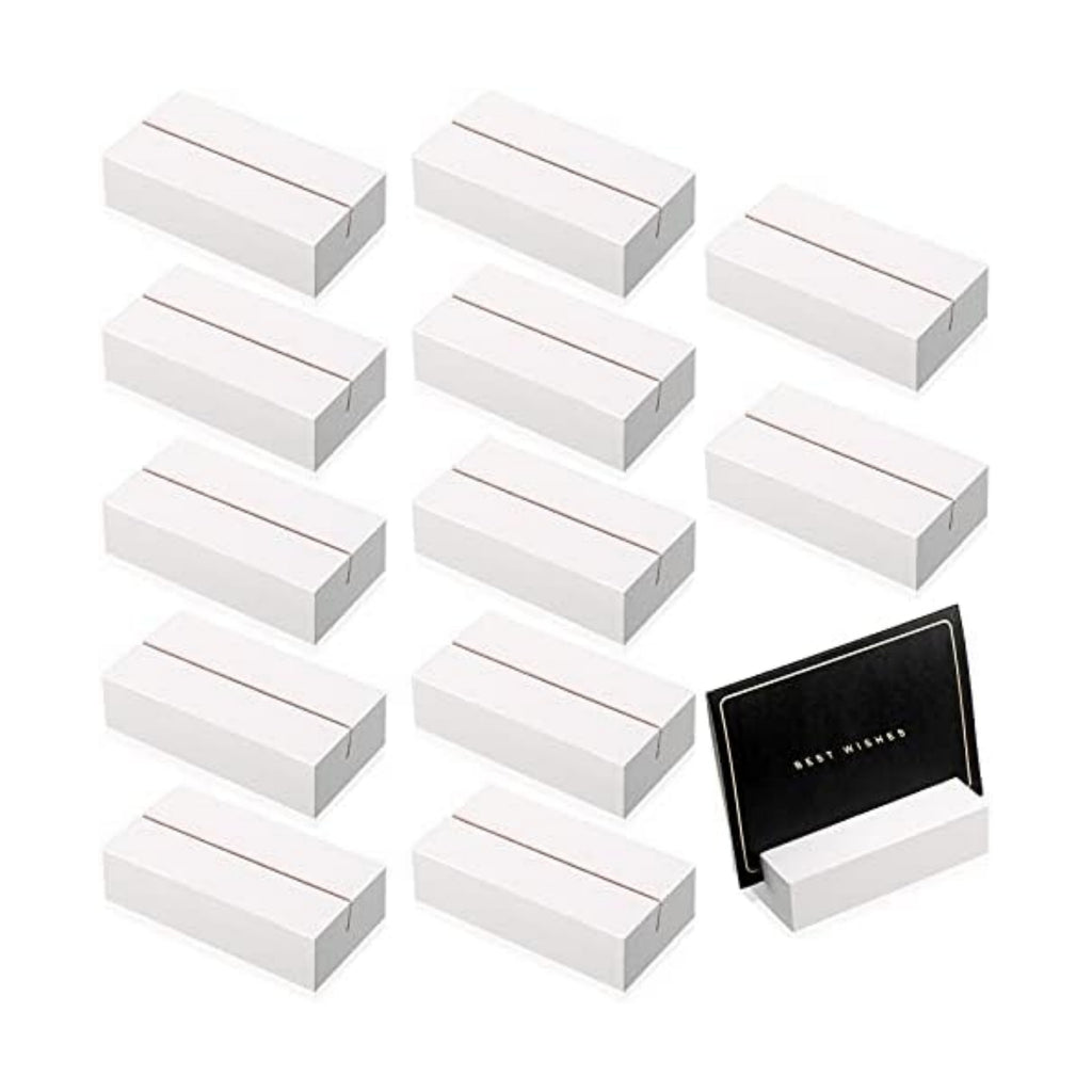 Blosssound 12 Pcs Wood Place Card Holder, White, 3 x 1.6 x 0.8 Inches