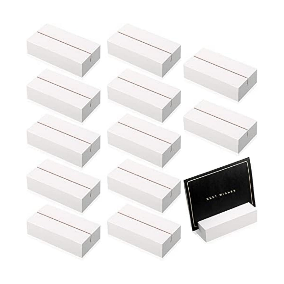 Blosssound 12 Pcs Wood Place Card Holder, White, 3 x 1.6 x 0.8 Inches