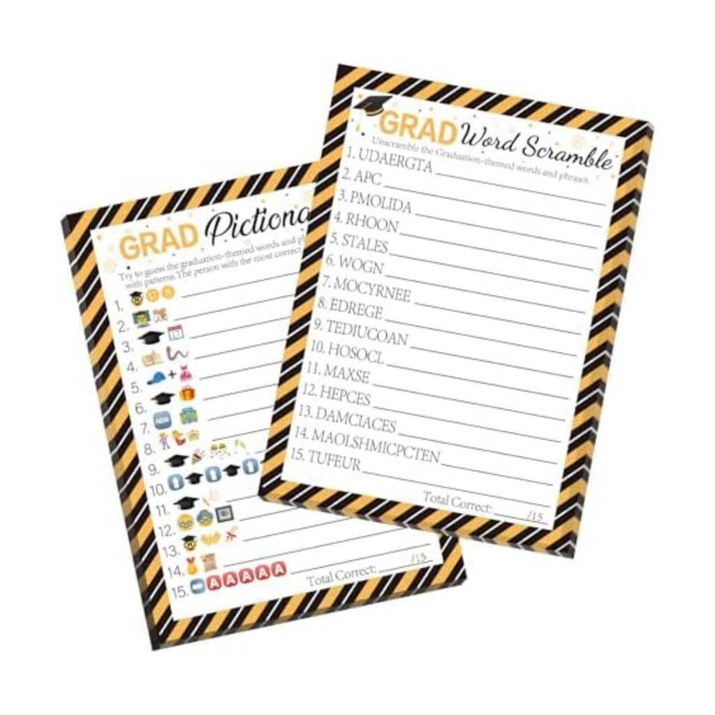 COCHIE 30 Players Class of 2026 Graduation Party Games, Graduation Pattern Words Pictionary Game, Word Scramble Guess Game with Answer Key, Grad Parties Supplies Favor (Grad Pictionary)