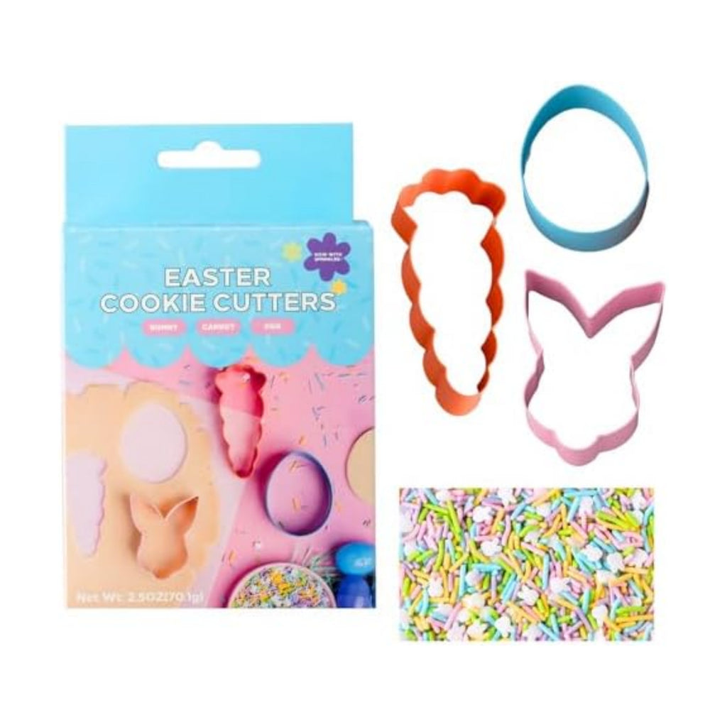 Sweets Indeed Cookie Cutters with Sprinkle Mix & Candy Eyeballs – 2 oz Sprinkles, Food-Safe Cookie Cutters, Baking & Decorating Kit (Easter)