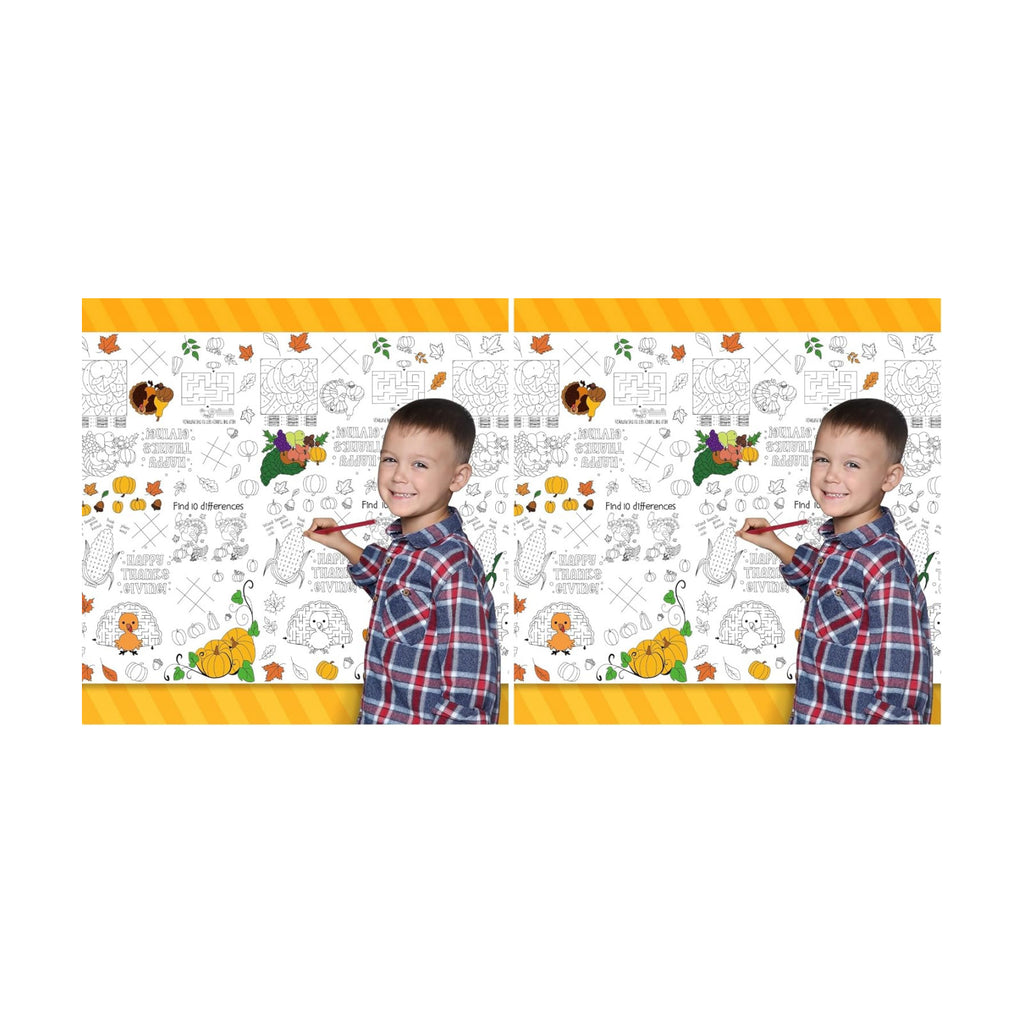 CCINEE Thanksgiving Coloring Table Cloth, Giant Paper Tablecloths for Kids Rectangle Coloring Disposable Placemats Fall Thanksgiving Turkey Table Cover for Home School Painting Crafts (Pack of 2)