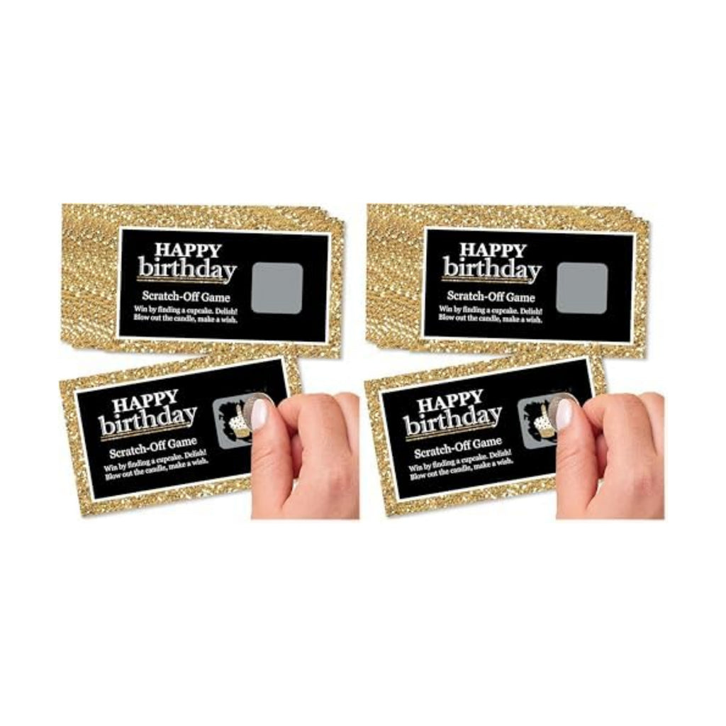 Big Dot of Happiness Adult Happy Birthday - Gold - Birthday Party Game Scratch Off Cards - 22 Count (Pack of 2)