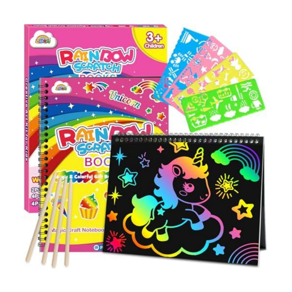 ZMLM Scratch Paper Art-Crafts Gift: 2 Pack Rainbow Notebooks Supplies Toys