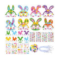 Funrous 48 Sets Crafts Kit Paper Crafts DIY Make Your Own Hanging Ornaments with Pompoms Diamond Stickers for Holiday Classroom Activities Party Favors, Easter Mask