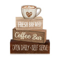 Moucuny 4 Pcs Farmhouse Coffee Bar Signs Decor Wooden Cafe Cup Signs