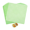 200 Pcs Green Checkered Deli Paper, 7x7 Inch Waxed Food Wrapping Sheets - Grease Resistant Basket Liners for Burgers, Sandwiches, Bakery & Party Trays