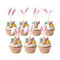Easter Cupcake Toppers, 24 Pcs Easter Bunny Ear Cupcake Toppers, Glitter Pink Rabbit Ears Cupcake Picks Topper Easter Bunny Rabbit Cake Decorations for Easter Girls Birthday Party Decorations Supplies