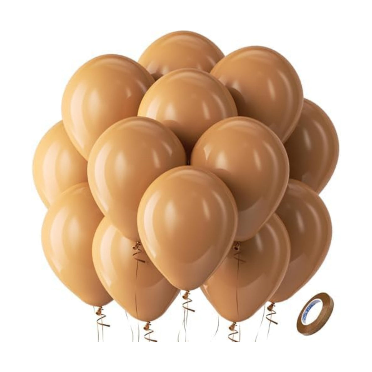 Bezente Tan Latex Round Helium Party Balloons 100 Pack 12 inch