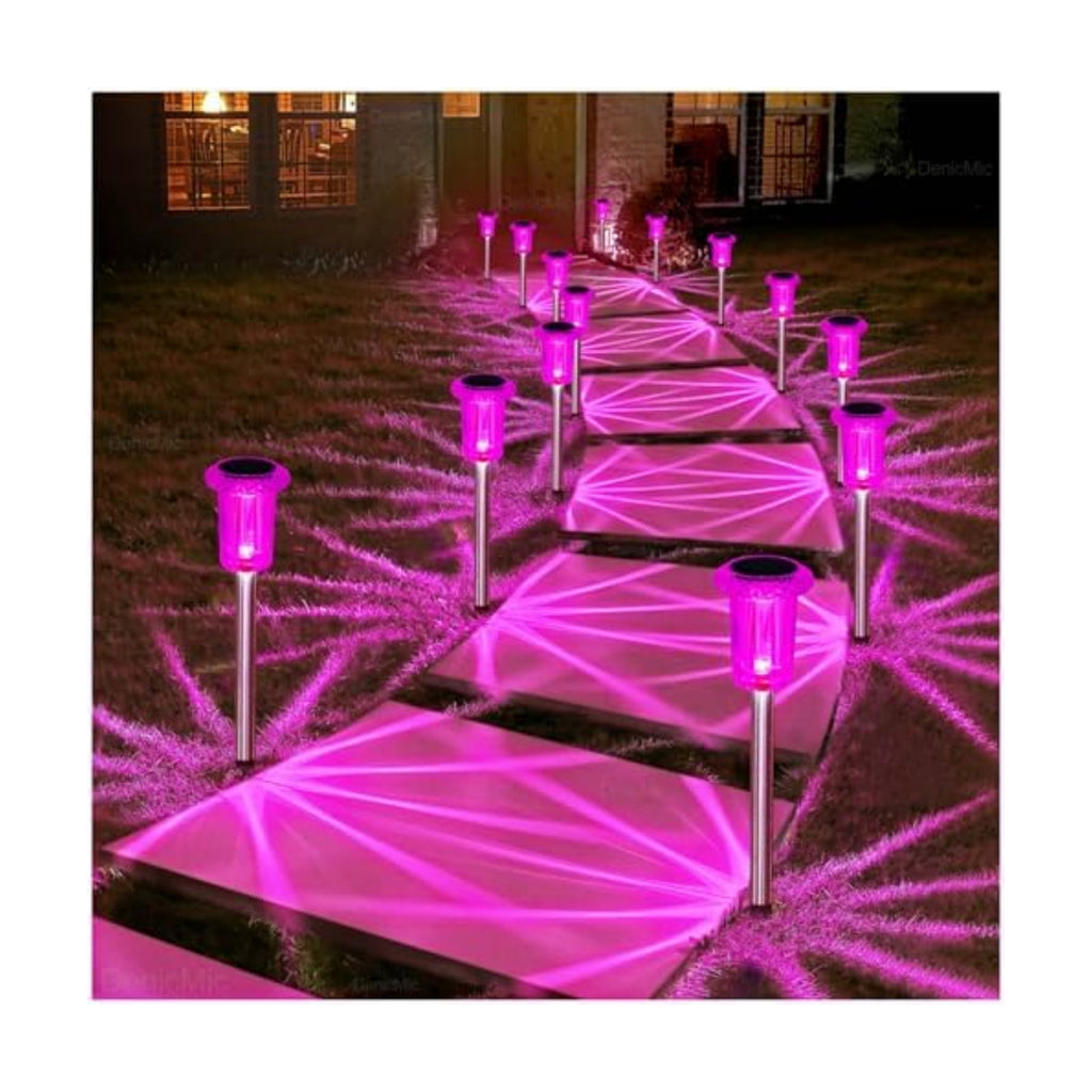 DenicMic Solar Outdoor Lights 10 Pack Pink LED Valentines/Mothers Day Decor