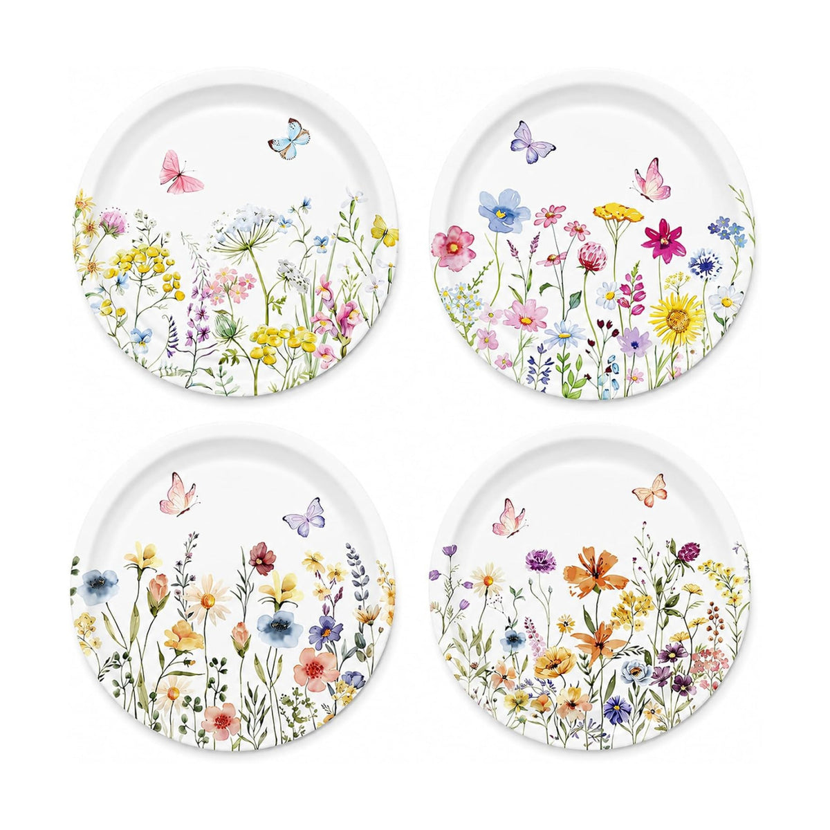 48 Pcs Wildflower Paper Plates, 7 Inch Floral Dessert Plates