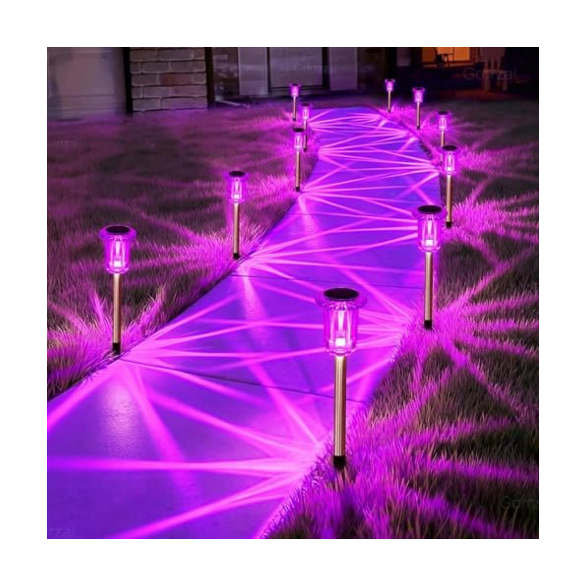10 Pack Solar Lights Outdoor Waterproof LED Pink Pathway Lighting