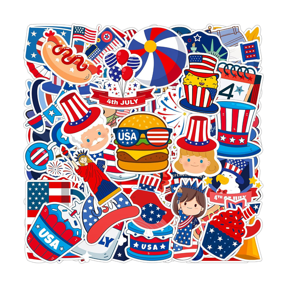 HSHFAMIIY 4th of July Stickers - 4th of July Outfits for Women, 100Pcs Patriotic Stickers - Memorial Day Scrapbooking, 4th of July Accessories Decorations Gifts Crafts Activities Party Favors for Kids