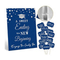 Graduation Candy Buffet Labels for Grad Party Decorations, Graduation Candy Bar Dessert Food Label Signs Set, Class of 2026 Grad Parties Table Decor Supplies (Blue and Silver)