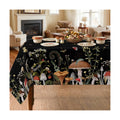 Mushroom Tablecloth 52x70 Inch Rectangle, Farmhouse Mushroom Forest Decorations for Home Table Cloth, Black Seasonal Decor Tablecloths Polyester for Picnic Party Dinner