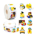 Whaline 1000 Pcs Back to School Rubber Duck Roll Stickers Self-Adhesive Funny Yellow Duck Label Decals for Envelope Water Bottle Scrapbook Decor Birthday Party Supplies