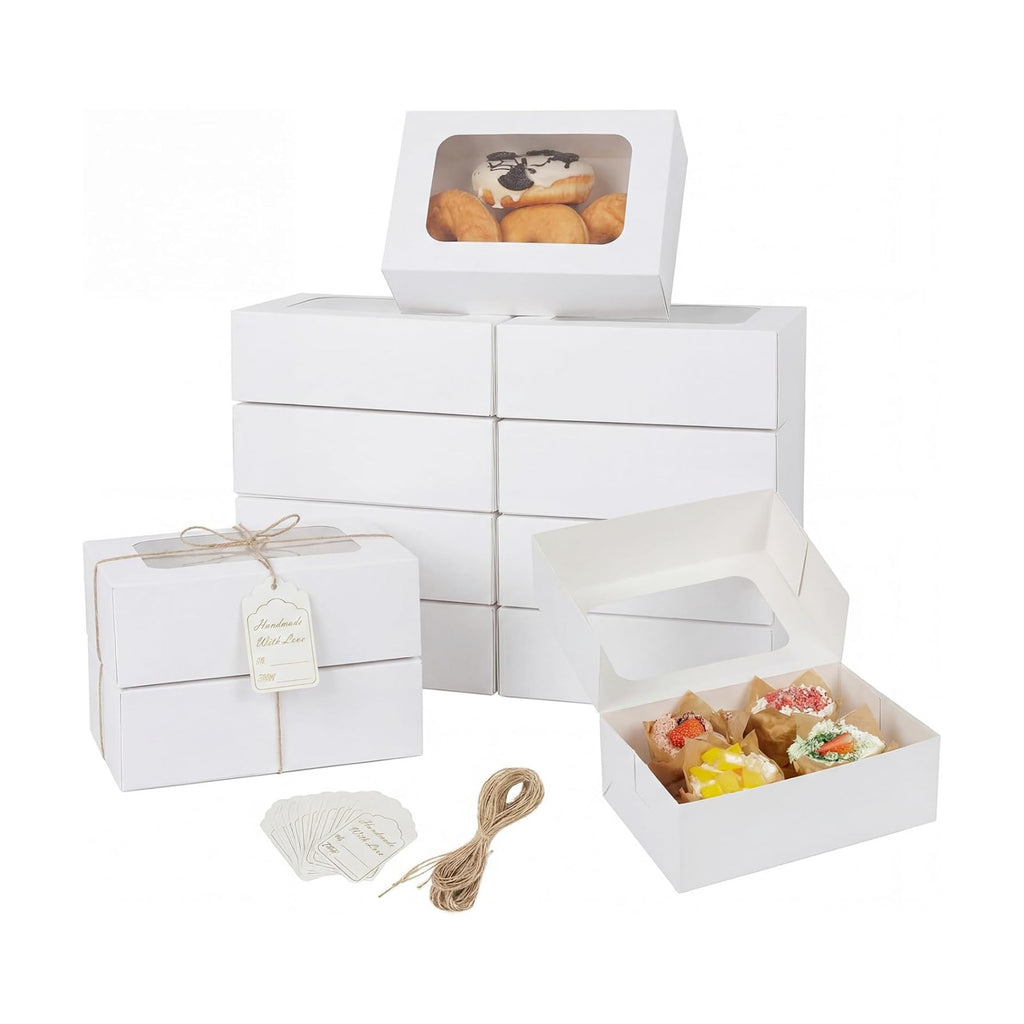 YEKTFS 24Pcs Cookie Boxes with Window, 9x6x3In Bakery Boxes for Gift Giving