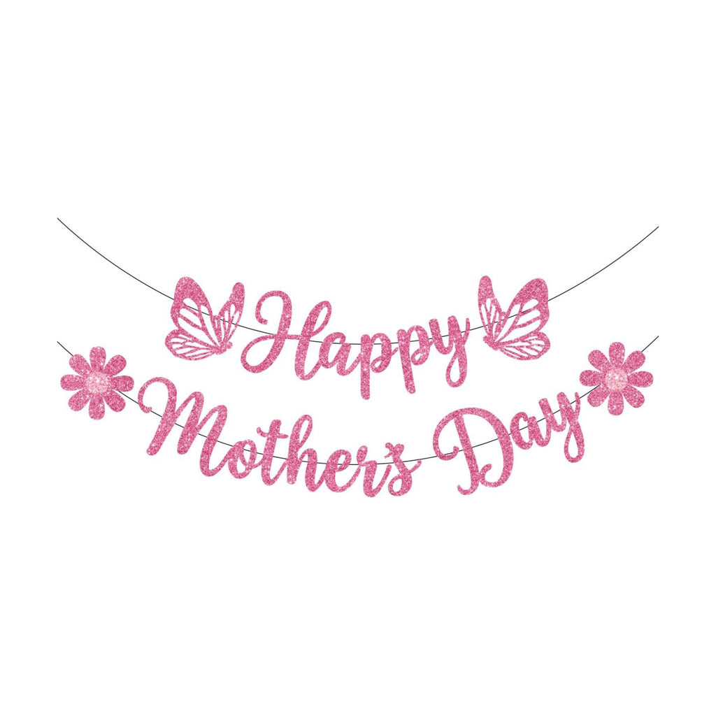 Mothers Day Banner Decorations, Happy Mothers Day Banner, Glitter Mother's Day Banner Mother's Day Decorations for Party Supplies