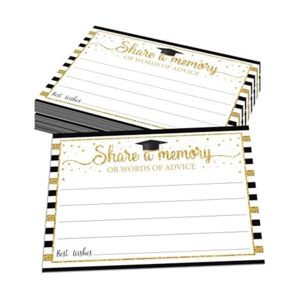 30 Pcs Graduation Advice Cards - 4" x 6" Double Sided Black Gold Graduation Wish Cards For College High School Grads - Share A Memory Or Words Of Advice Grad Party Celebration Supplies - A05