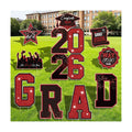 Graduation Yard Signs Class of 2026 Decorations 11pcs Black and Red Congrat
